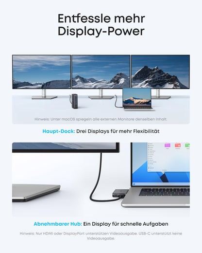 Anker Nano Dockingstation 13-in-1, USB-C Hub, Triple-Display, 100W PD