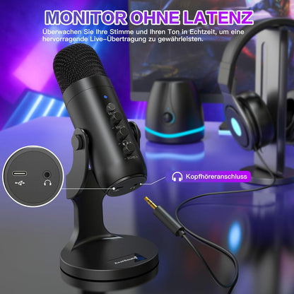 ZealSound K66 USB-Kondensatormikrofon mit Rauschunterdrückung