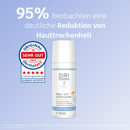 SIRIDERMA Baby- & Kindercreme, basische Hautpflege ohne Parfum, 150 ml