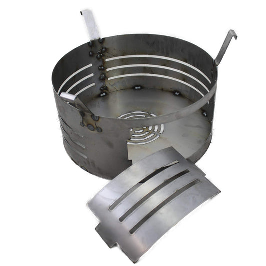 Feuerkorb Waschmaschinentrommel für Feuertonne & Feuerschale, zylindrisch, gelocht, grau. Robuster Brennraum für Holz.