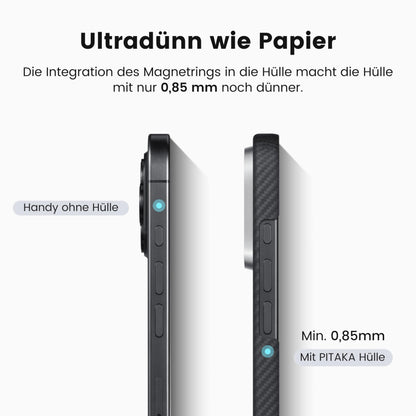pitaka iPhone 16 Pro Max Ultradünne Aramid Hülle - Grauschwarz