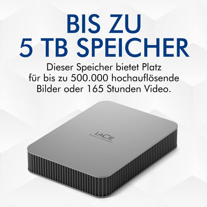 LaCie Mobile Drive Moon 2TB Externe Festplatte - silber