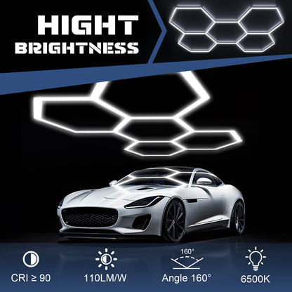 Hexagon LED Deckenleuchte für Garage Werkstatt - 5 Hexs, 6500K