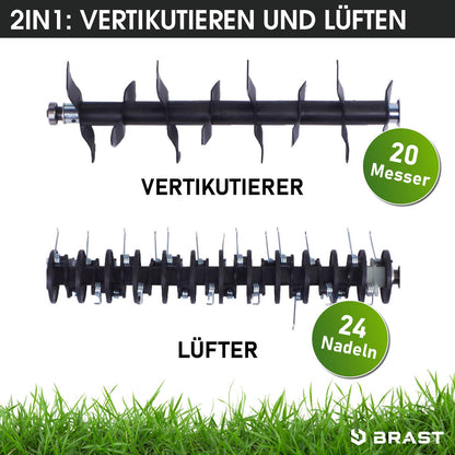 BRAST Elektro-Vertikutierer & Rasenlüfter BRE-RV-4000 2in1 2000 W