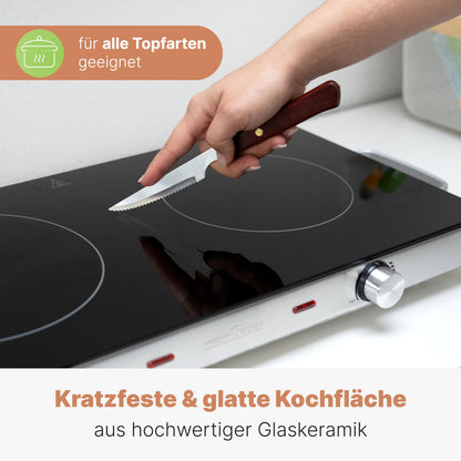 ProfiCook PC-DKP 1211 Infrarot-Doppelkochplatte Glaskeramik 2800 W