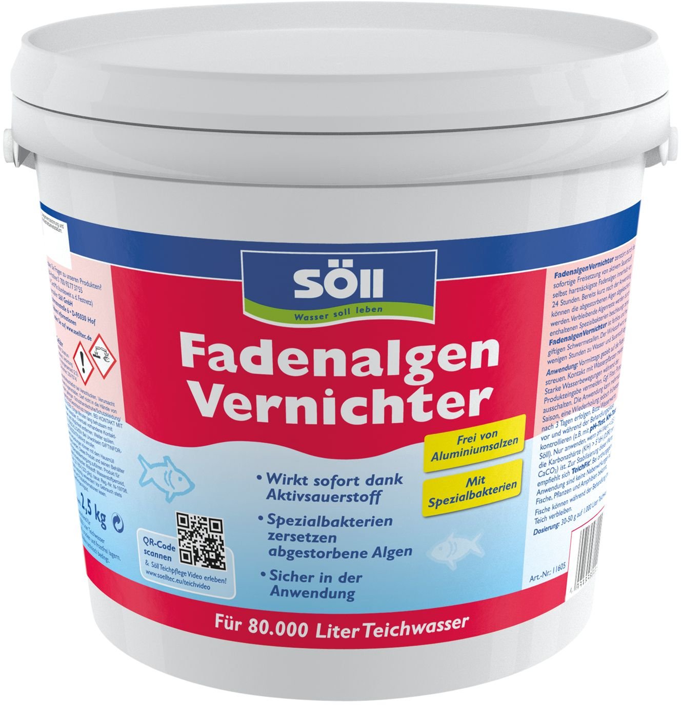 Söll FadenalgenVernichter 80589 mit Aktivsauerstoff, 2,5 kg – Granulat gegen Fadenalgen im Gartenteich