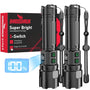 Shadowhawk S1969 LED-Taschenlampe, aufladbar, 500000 Lumen, 2er-Set aus Aluminium mit LCD-Display