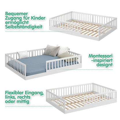 CADANI Timi 2in1 Montessori Bodenbett 140x200 cm - Weiss