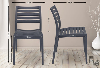 CLP Gartenstuhl Ares I Kunststoff Stapelstuhl - Dunkelgrau