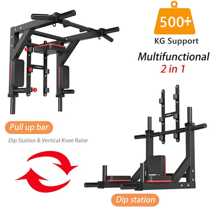 Fitness Klimmzugstange Wandmontage 2-in-1 Dip Station 500kg