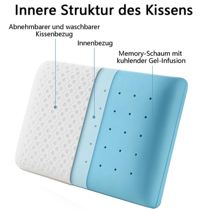 BedStory Gel Memory Foam Kopfkissen 60x40 cm, 10 cm, Seitenschläfer
