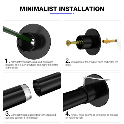 YOFOQ Duschstange L-Form Edelstahl verstellbar 62-94x141-174cm