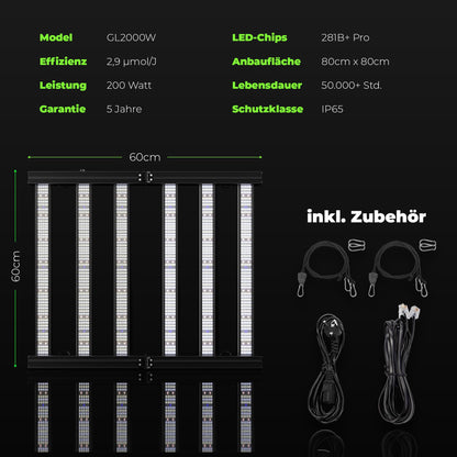 Baumsohn ProLine GL2000W Vollspektrum LED Grow Light