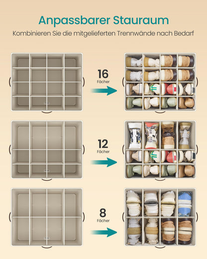 SONGMICS Schuhorganizer für 16 Paar Schuhe, cappuccinobeige