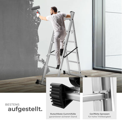 TecTake Alu Rollgerüst Mehrzweckleiter 4 in 1 - Silber