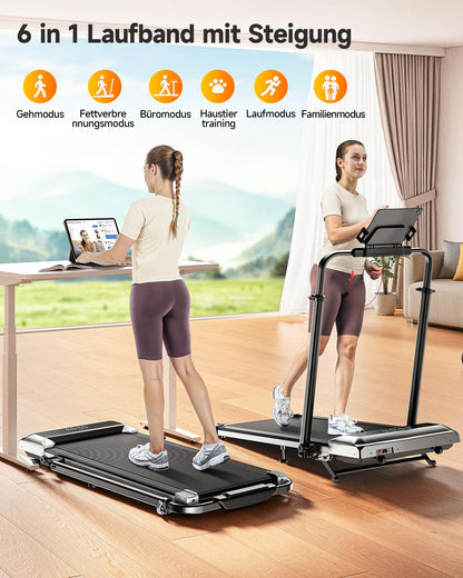 Toputure TP2 Laufband klappbar, 6-in-1 Walking Pad mit 12 % Steigung