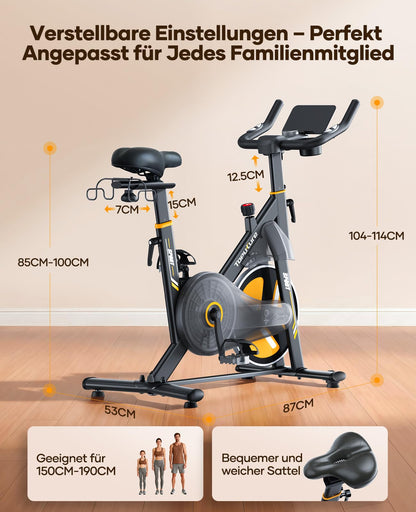 Toputure Heimtrainer Fahrrad TEB5 mit LED-Touchscreen und App