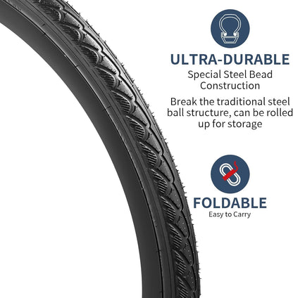 YunSCM Fahrradreifen & Schlauch 2er Set - 28" 700x38C Faltbar AV48mm