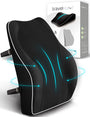 Travel Ease Ergonomisches Lendenkissen aus Memory Foam, schwarz, mit zwei verstellbaren Riemen zur Befestigung am Stuhl