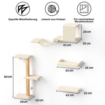 FUKUMARU Katzen Kletterwand Set Multiplex 10-teilig - Beige