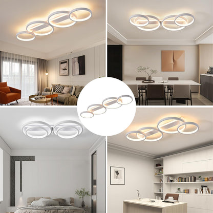 LED Deckenleuchte Ringform Dimmbar 4-flammig - Weiss 86cm