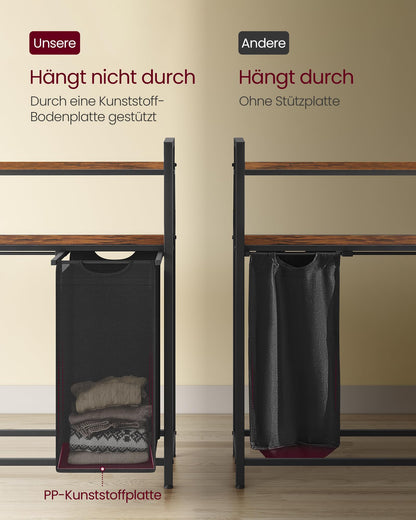 VASAGLE Wäschekorb 4 Fächer, 2 Ablagen - Vintagebraun-Schwarz BLH214B01