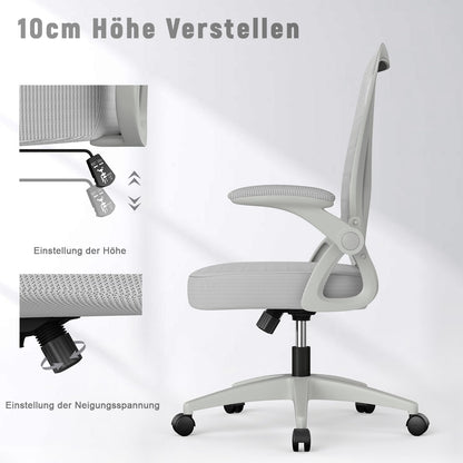 rattantree Ergonomischer Bürostuhl mit Lendenwirbelstütze – Grau