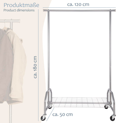 ONVAYA Schwerlast Kleiderständer mit Abdeckung - Silbergrau