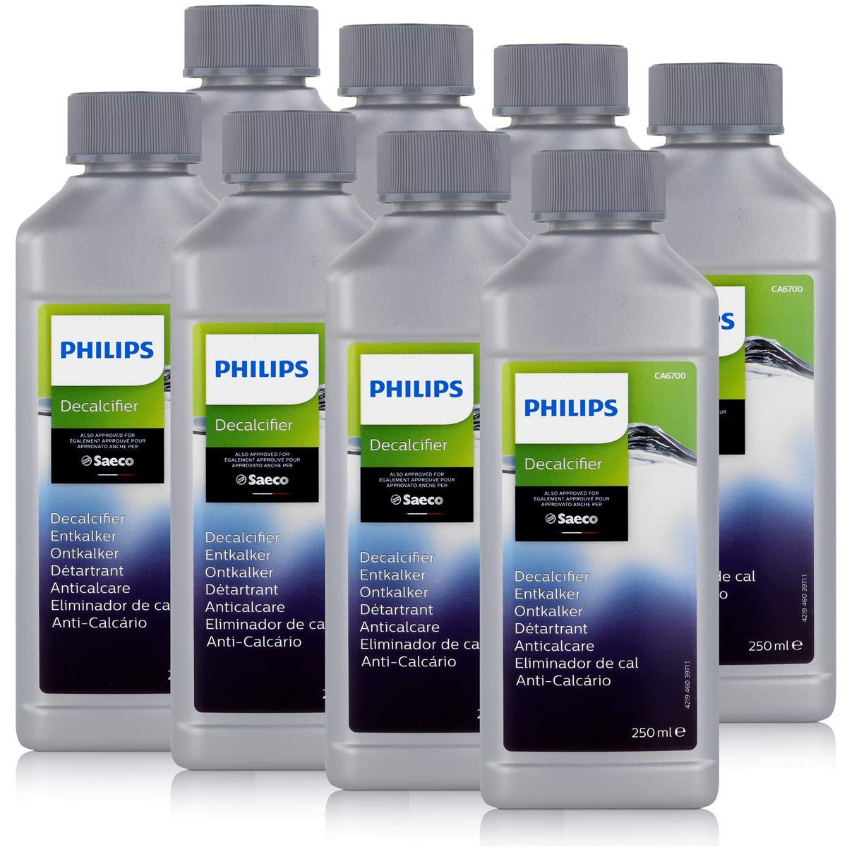 Philips Saeco Entkalker CA6700/10 für Kaffeevollautomaten, 8 x 250 ml – Flüssigentkalker