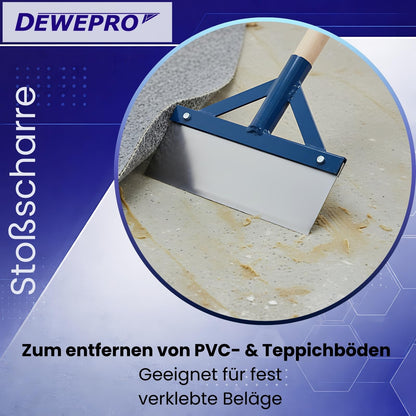DEWEPRO Stossscharre mit Holzstiel und Federstahlblatt 300 mm