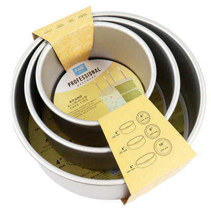 PME Runde Kuchenformen 3er-Set, 15/20/25 cm x 10 cm tief, Silber