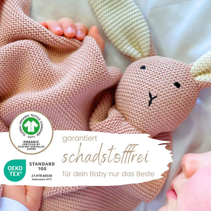 DIKOS SCHMUSE-Hase 2-in-1 Babydecke & Kuscheltuch, Altrosa
