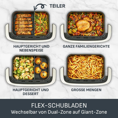 Tefal Dual Easy Fry Flex Heissluftfritteuse 9 L, 2 Kammern, EY9228