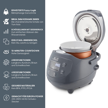 Yum Asia Panda Mini Reiskocher Fuzzy Logic 0.63L - Cobalt Grey