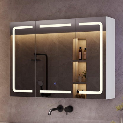 mojiasion Spiegelschrank mit LED-Beleuchtung, Steckdose, 60×80 cm