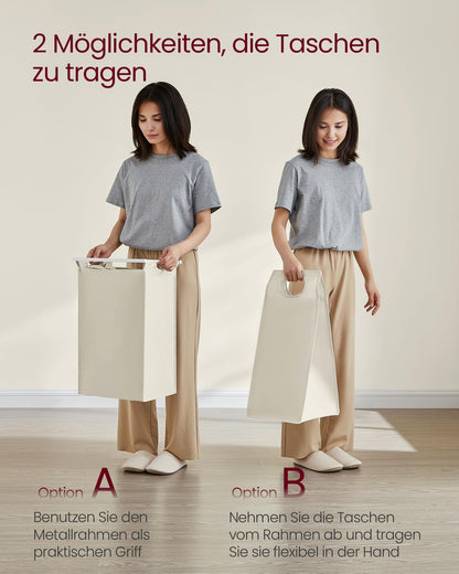 VASAGLE Wäschekorb 4 Fächer, Wäschesammler mit Ablage, 160 L