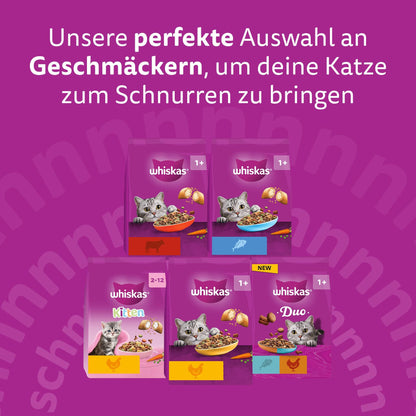 WHISKAS Trockenfutter Adult 1+ mit Thunfisch für Katzen, 3 x 3,8 kg