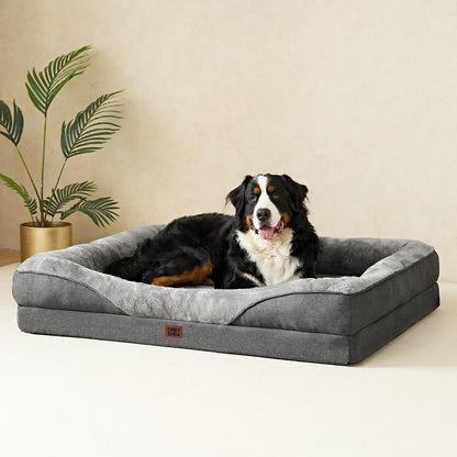 EHEYCIGA Orthopädisches Hundebett für grosse Hunde, Memory Foam, Grau