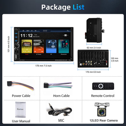 Podofo 2 DIN Carplay Android Auto Autoradio 7 Zoll - Kamera