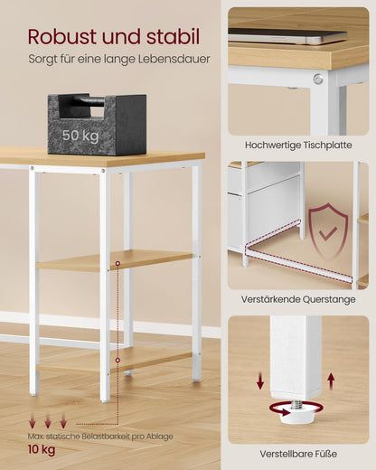 VASAGLE Computertisch LWD104Y01 mit 2 Schubladen, 140 x 60 cm