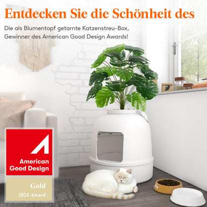 Lifewit Katzentoilette Blumentopf Versteckt XXL mit Filter – Weiss