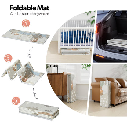 Fodoss Baby Laufgitter 120x120cm mit Matratze – Beige