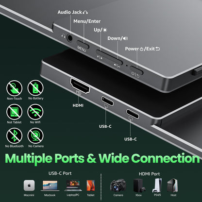 cocopar Tragbarer Monitor Externes Display - 15,6" 1080P USB-C