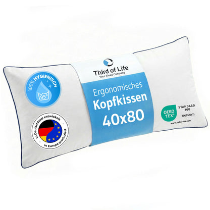 Third of Life inSPIRO Kopfkissen 40x80 cm Nackenstützkissen mit Bezug aus Baumwolle