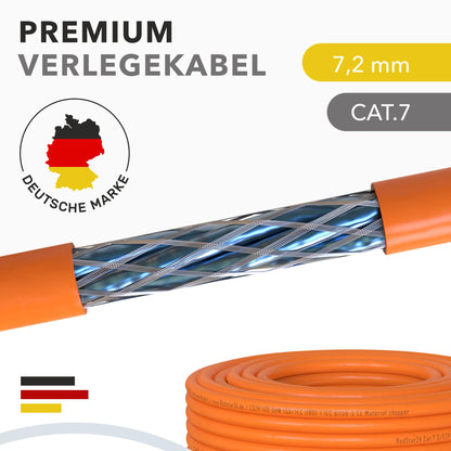 RedStar24 CAT 7 Verlegekabel 50 m S/FTP Netzwerkkabel halogenfrei