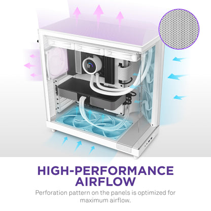 NZXT H6 Flow Dual-Kammer Panorama Glas PC Gehäuse - Weiss