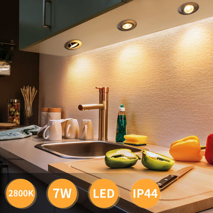 wowatt 10er LED Einbaustrahler IP44 68mm 3-Stufig Dimmbar Warmweiss