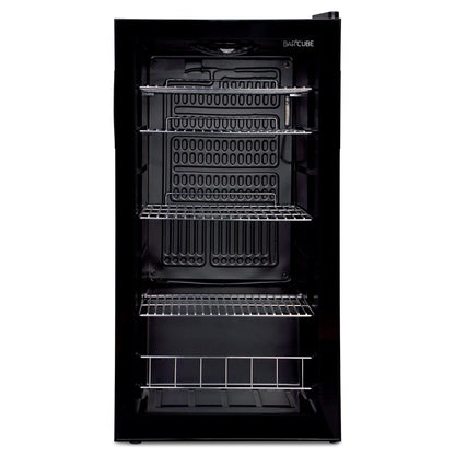 CUBES Getränkekühlschrank 90L Flaschenkühlschrank mit Glastür – Schwarz