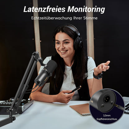 TONOR TD510+LP Dynamisches Mikrofon mit USB, XLR und Mikrofonarm