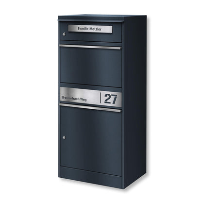 Metzler Bispo 2 Standbriefkasten Paketbox. Anthrazitgrau, rechteckig. Zur Aufnahme von Briefen und Paketen.